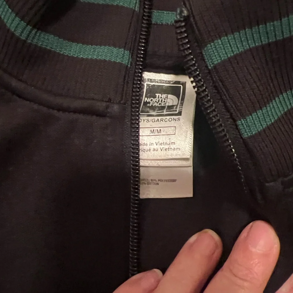 North Face Black and Green Track Jacket Boy’s Medium